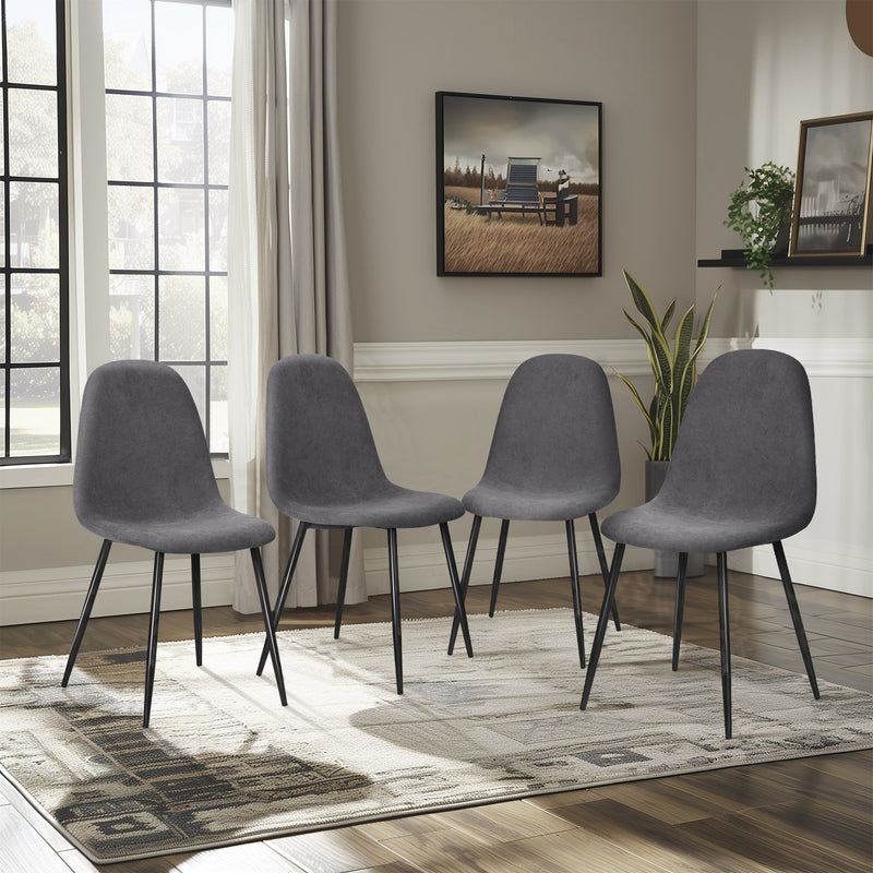 Modern 5-Piece Dining Set with Grey Upholstered Chairs