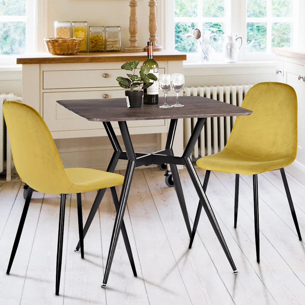 Set of 2 Charlton Velvet Swivel Chair – Ergonomic Backrest, Luxurious Yellow Velvet, Black Metal Legs&nbsp;