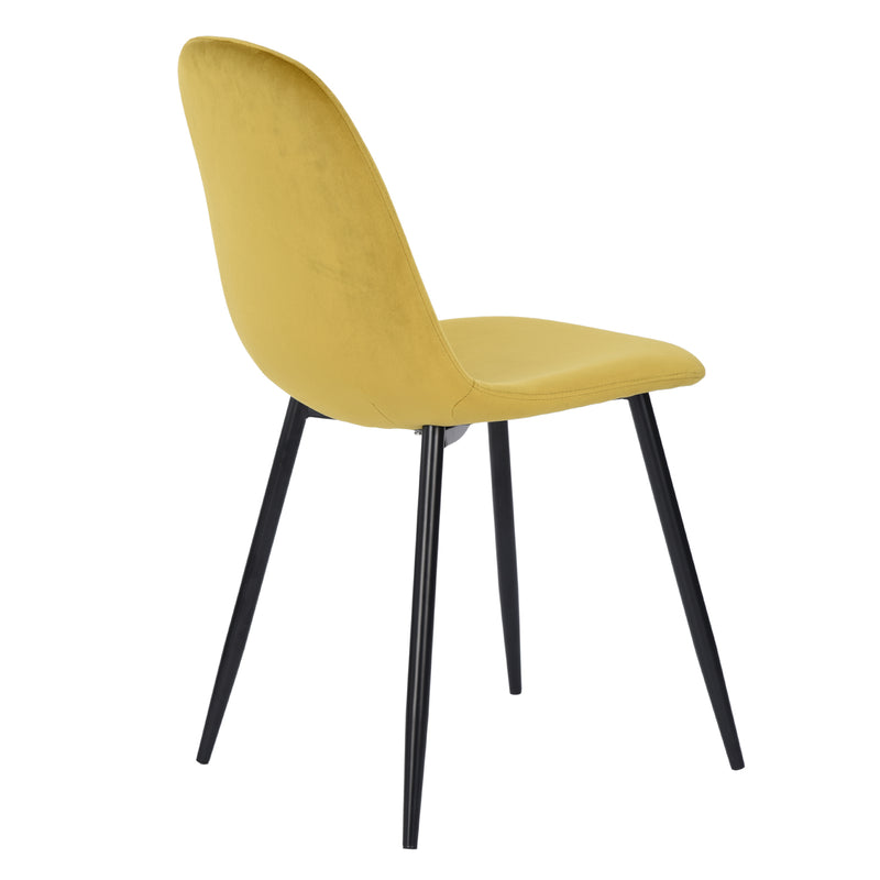 Set of 2 Charlton Velvet Swivel Chair – Ergonomic Backrest, Luxurious Yellow Velvet, Black Metal Legs&nbsp;