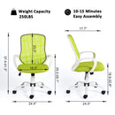 Contemporary Mesh Back Office Chair with Colorful Cushions, Lime Green/Orange