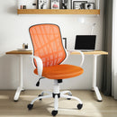 Contemporary Mesh Back Office Chair with Colorful Cushions, Lime Green/Orange