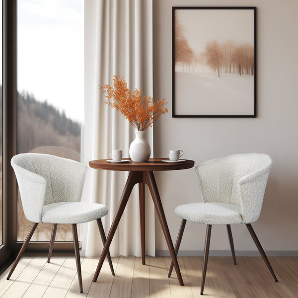 Modern Sherpa Dining Chairs with Walnut Legs (Set of 2)