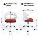 Modern Rolling Desk Chair with Adjustable Height and Soft Fabric Seat, Peppery/Yellow