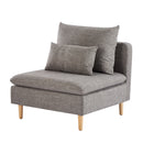 Edeline Modern Armless Lounge Chair – Upholstered in Soft Grey Fabric with Wooden Legs