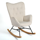 Modern Rocking Chair with Upholstered Cushion, Beige