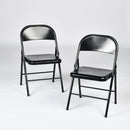 Set of 2/6 Foldable Black Metal Chairs – Heavy Duty, Ergonomic