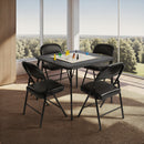 Folding PVC Dining Table with Black Steel Frame – 86x86 cm, Easy Storage