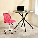 Round Espresso Dining Table – 31.5” Diameter, X-Shaped Metal Base, 66 lbs Weight Capacity