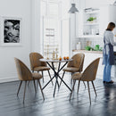 Round Espresso Dining Table – 31.5” Diameter, X-Shaped Metal Base, 66 lbs Weight Capacity