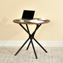 Round Espresso Dining Table – 31.5” Diameter, X-Shaped Metal Base, 66 lbs Weight Capacity