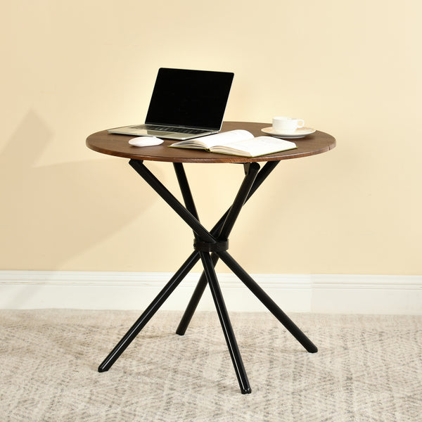 Round Espresso Dining Table – 31.5” Diameter, X-Shaped Metal Base, 66 lbs Weight Capacity