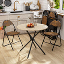 Set of 4 Foldable Grey Fabric Chair Set – GREY/PINK/BROWN