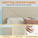 Upholstered Bed Frame with LED Lights & USB Charging Ports – Queen Size, Beige & Grey Colors