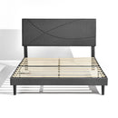 Queen Size Modern Upholstered Bed Frame –LED Lights & USB Charging Ports, Adjustable Headboard