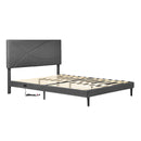 Upholstered Bed Frame with LED Lights & USB Charging Ports – Queen Size, Beige & Grey Colors