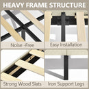 Upholstered Bed Frame with LED Lights & USB Charging Ports – Modern Beige Fabric with Adjustable Headboard