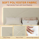 Upholstered Bed Frame with LED Lights & USB Charging Ports – Modern Beige Fabric with Adjustable Headboard