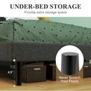 Upholstered Bed Frame with LED Lights & USB Charging Ports – Modern Grey Fabric with Adjustable Headboard