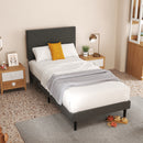 Upholstered Bed Frame with LED Lights & USB Charging Ports – Modern Grey Fabric with Adjustable Headboard