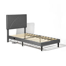 Upholstered Bed Frame with LED Lights & USB Charging Ports – Modern Grey Fabric with Adjustable Headboard