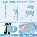 Set of 4 Portable Folding Chair – Convenient and Durable Seating Solution, Apricot/Blue/Grey