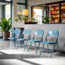 Set of 4 Portable Folding Chair – Convenient and Durable Seating Solution, Apricot/Blue/Grey