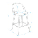 Set of 2 Counter Height 26" Dark Grey Counter Stools – Ergonomic Backrest, Black Metal Legs, Modern Design