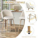 Set of 2 Modern Fabric Swivel Barstools with Metal Legs in Wood Finish – Beige, Grey, or Blue