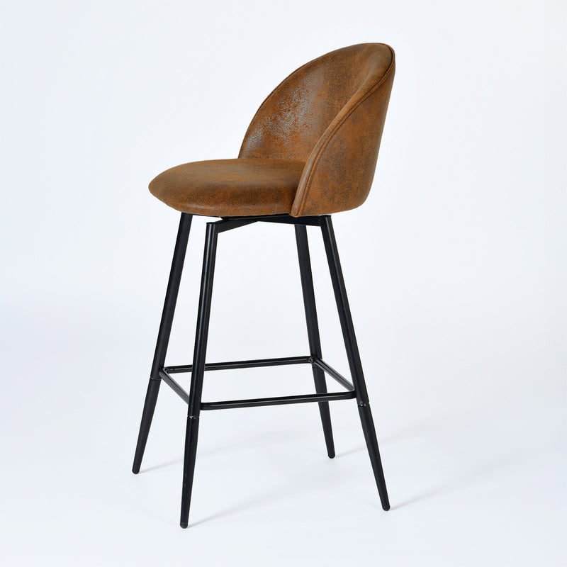Swivel 26" Count Barstools Set of 2, Suede Brown