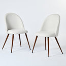 Haven Fabric Beige Chair with Walnut Legs Set of 2