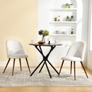 Haven Fabric Beige Chair with Walnut Legs Set of 2