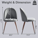 Set of 2 Grey Fabric Dining Chairs – Ergonomic Backrest, Walnut Legs, Comfortable Cushioned Seat