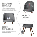 Set of 2 Grey Fabric Dining Chairs – Ergonomic Backrest, Walnut Legs, Comfortable Cushioned Seat