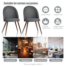 Set of 2 Grey Fabric Dining Chairs – Ergonomic Backrest, Walnut Legs, Comfortable Cushioned Seat