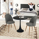 Set of 2 Grey Fabric Dining Chairs – Ergonomic Backrest, Walnut Legs, Comfortable Cushioned Seat