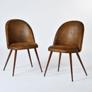 Set of 2 Brown Suede Dining Chairs – Ergonomic Design, Walnut Legs, 250 lbs Weight Capacity