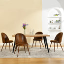 Set of 2 Brown Suede Dining Chairs – Ergonomic Design, Walnut Legs, 250 lbs Weight Capacity