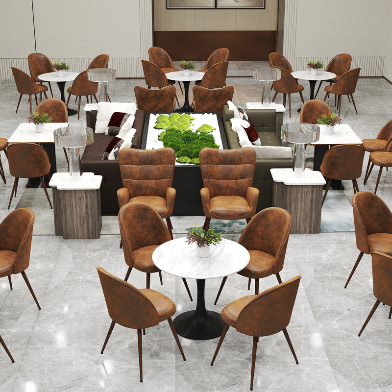 Set of 2 Brown Suede Dining Chairs – Ergonomic Design, Walnut Legs, 250 lbs Weight Capacity