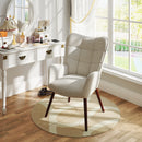 Kanas Beige Fabric Chair with Walnut Legs