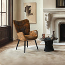 Modern Tufted Accent Chair with Suede Finish – Brown