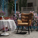 Modern Tufted Accent Chair with Suede Finish – Brown