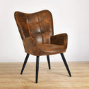 Modern Tufted Accent Chair with Suede Finish – Brown