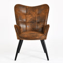 Modern Tufted Accent Chair with Suede Finish – Brown