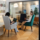 Velvet Accent Chair with Solid Wood Legs- Green