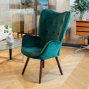 Velvet Accent Chair with Solid Wood Legs- Green
