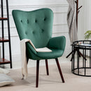 Velvet Accent Chair with Solid Wood Legs- Green