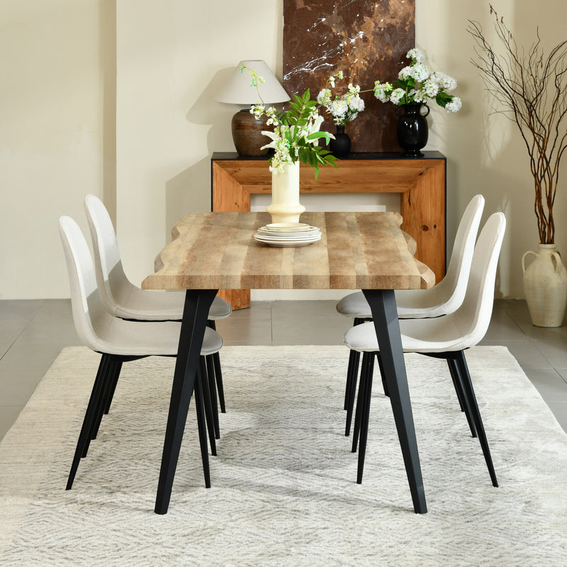 Lancelot 63" Walnut Dining Table for 6 – Modern Design with Black Metal Legs, Easy 20-Minute Assembly