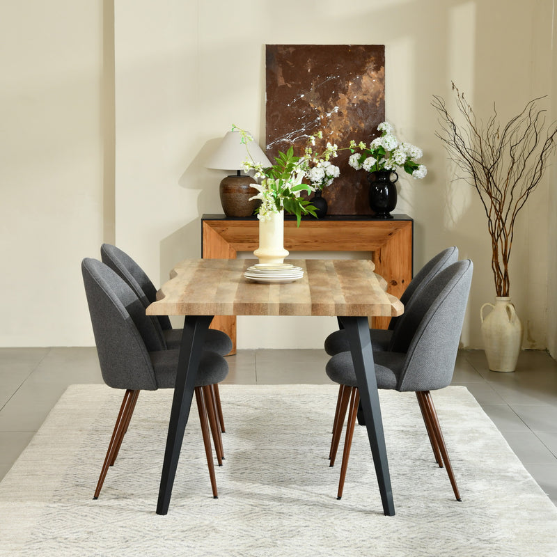 Lancelot 63" Walnut Dining Table for 6 – Modern Design with Black Metal Legs, Easy 20-Minute Assembly