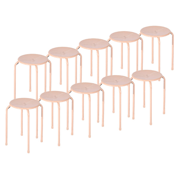 Set of 10 Eiffel Metal Stools – Stackable & Durable (Apricot, Blue, Grey)
