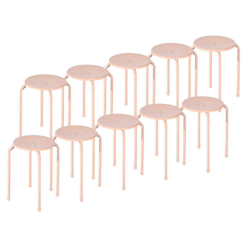 Set of 10 Eiffel Metal Stools – Stackable & Durable (Apricot, Blue, Grey)